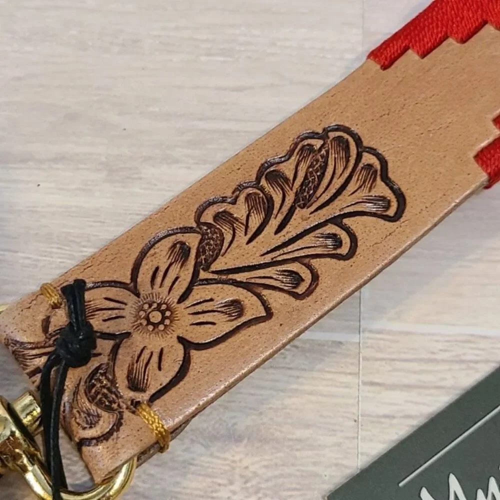 Myra Bag Tooled Leather Key Fob Wristlet Western Aztec Strap Keychain NWT